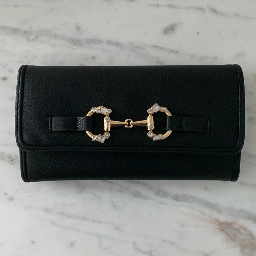 Anne Klein Embellished Horsebit Flap Wallet